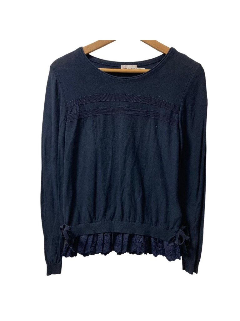 Moncler Maglia Tricot Girlocollo Long Sleeve Knit Top S Navy Sweater